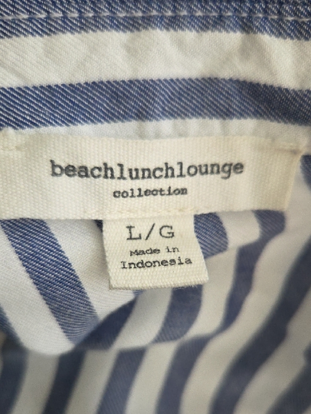 beachlunchlounge Navy & White Murphy Striped Shirt  Size L - Picture 8 of 9